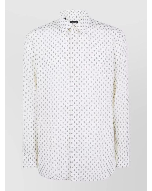 Tom Ford White Silk Paisley Print Shirt for men