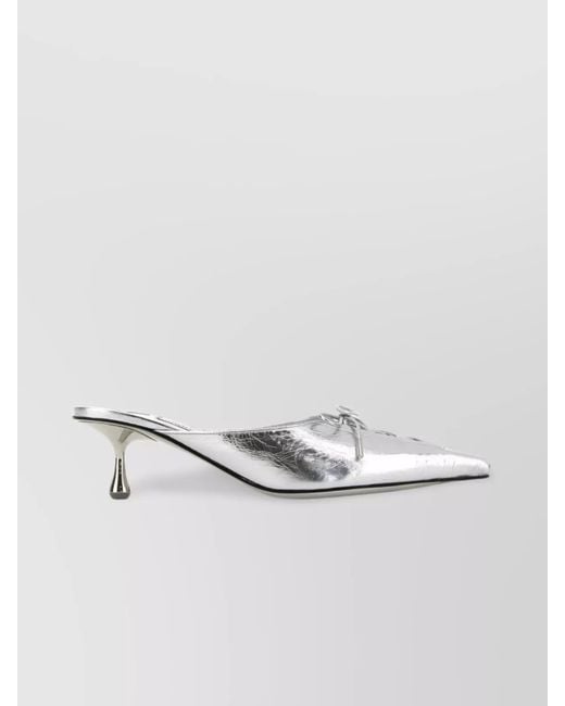Jimmy Choo White Leather Mules Scarlett Toe Kitten Heel