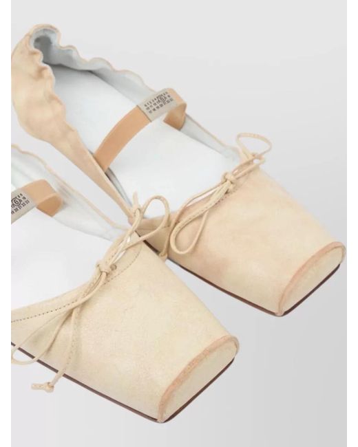 MM6 by Maison Margiela Natural Leather Square Toe Ballerina Flats