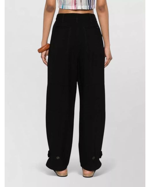 Loewe Black Linen Cargo Trousers Tapered Leg Design