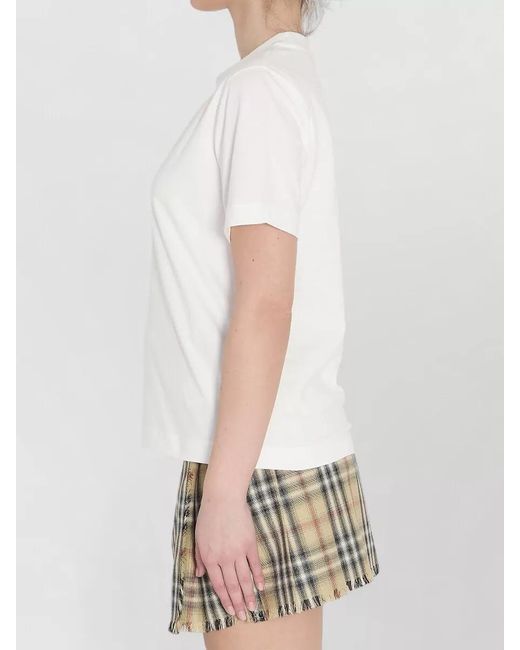 Burberry White Logo Print Crewneck T-Shirt