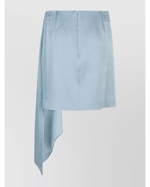 Jonathan Simkhai Blue Draped Satin Mini Skirt With Asymmetric Design