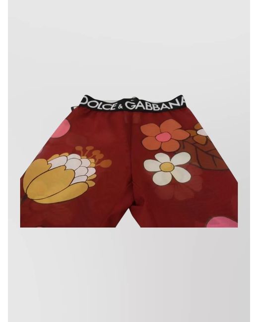 Dolce & Gabbana Red Floral-Print Leggings
