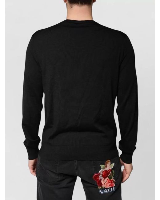 Dolce & Gabbana Black Wool Crew Neck Pullover Sweater for men