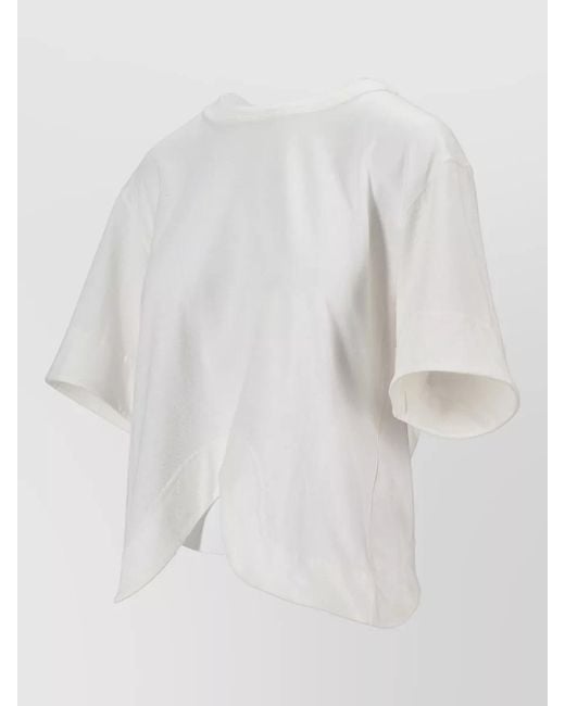 Niccolò Pasqualetti White Asymmetric Hem Round Neck Cotton Jersey Top