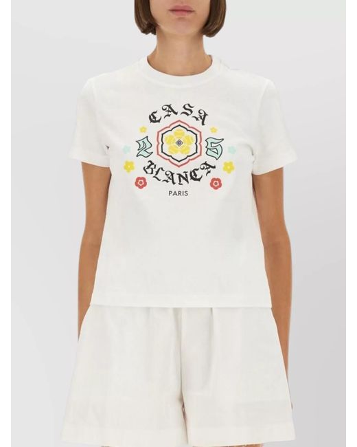 Casablanca White Fitted Cotton T-Shirt