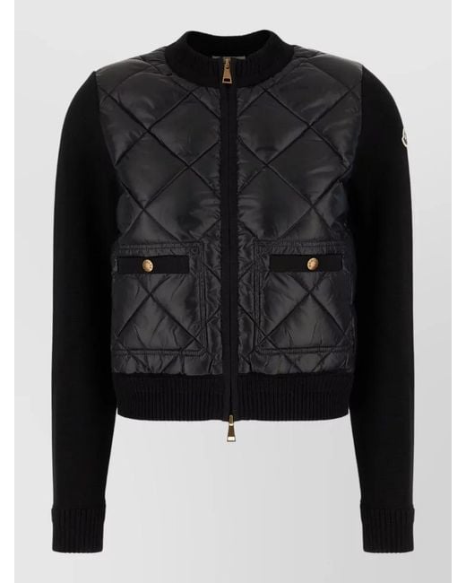 Moncler Black Nylon Tricot Down Jacket Front Pockets