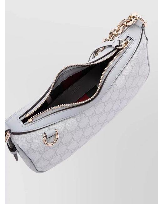 Gucci Gray Gg Enblem Small Fabric Shoulder Bag