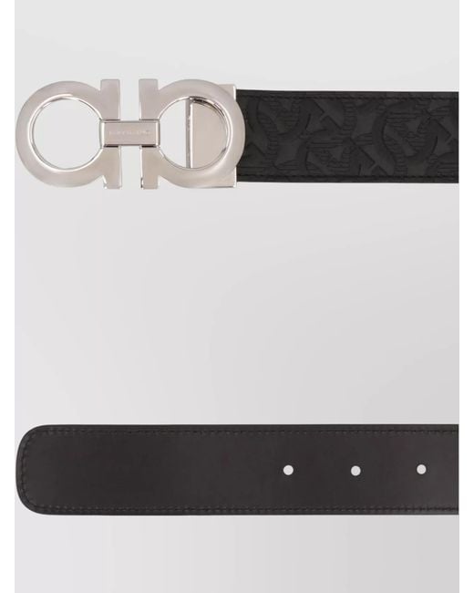 Ferragamo Black Leather Reversible Belt for men