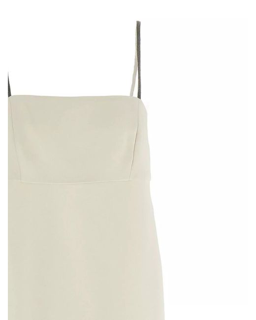Brunello Cucinelli White Strappy Dress With Slit