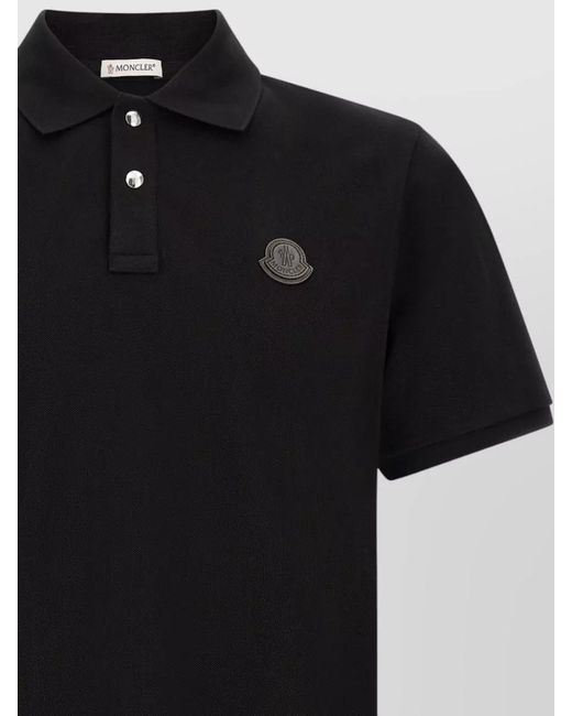 Moncler Black Leather Polo Shirt for men