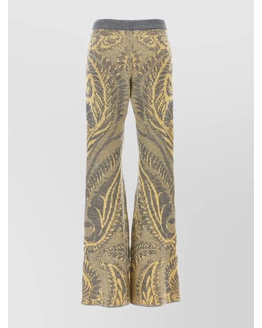 Etro Natural Wool Wide-Leg Trousers