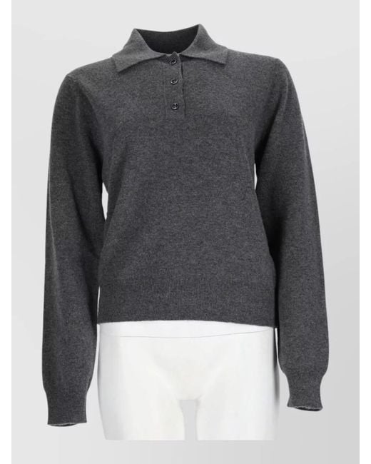 Maison Margiela Black Knit Polo Sweater Long Sleeves Ribbed Trims