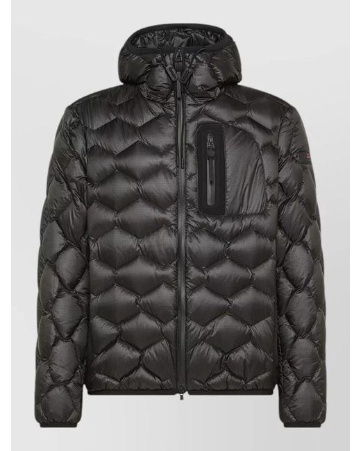 Peuterey Black Hooded Jacket Chest Pocket Elastic Cuffs for men