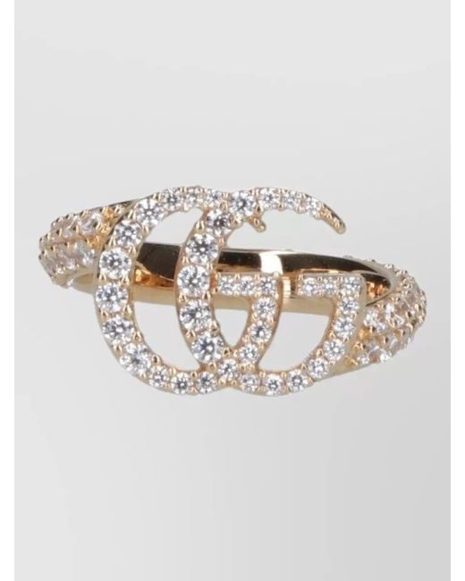 Gucci White Band Ring Tone Open Pave