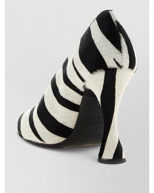 Moschino Black Closed Toe Pumps Zebra Pattern Heel