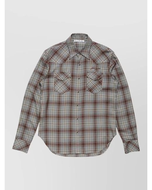 Acne Gray Checked Cotton Shirt for men