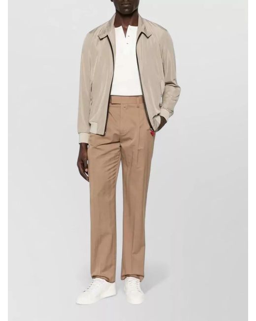 Kiton Natural Bomber Jacket Contrasting Front Zipper for men