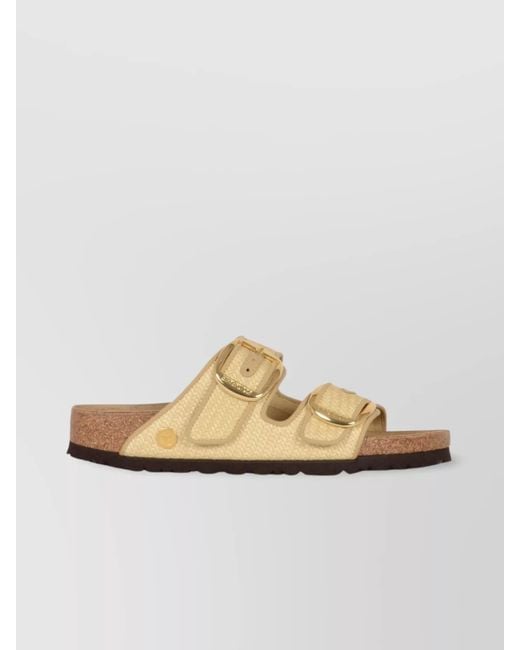 Birkenstock Metallic Raffia Flat Sandals