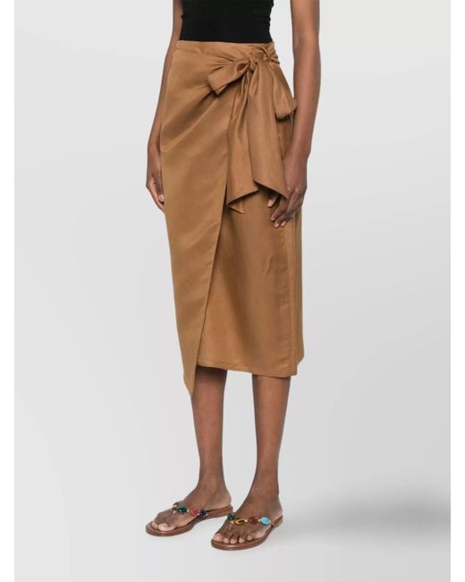 Max Mara Natural Wrap Skirt Midi Bow Detail