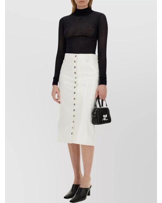 Courreges White High-Waisted Mini Skirt With Buttons
