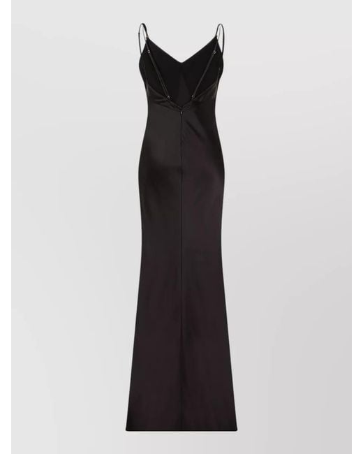 Elisabetta Franchi Black Long Evening Dress V Neckline Straps