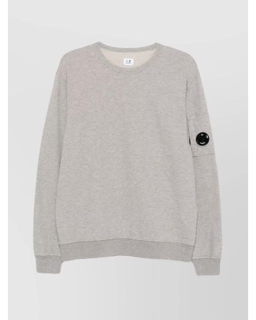 C P Company Gray Cotton Sweatshirt With Crew Neck And Patches for men