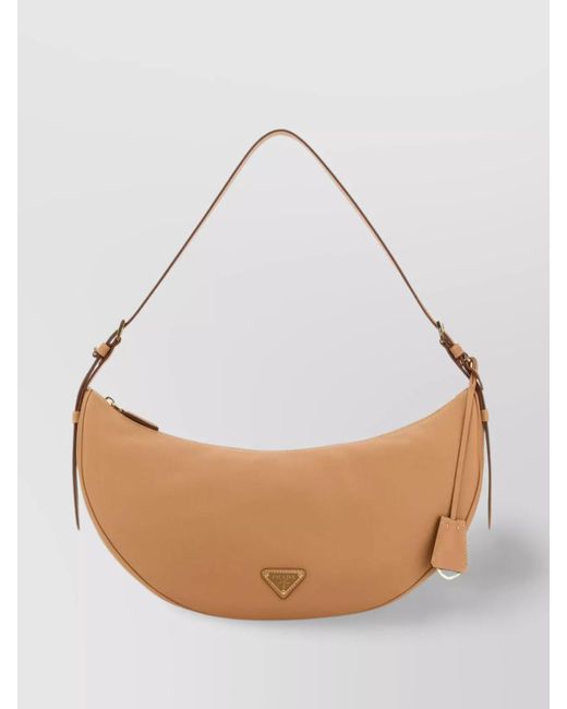 Prada White Large Peach Leather Shoulder Bag