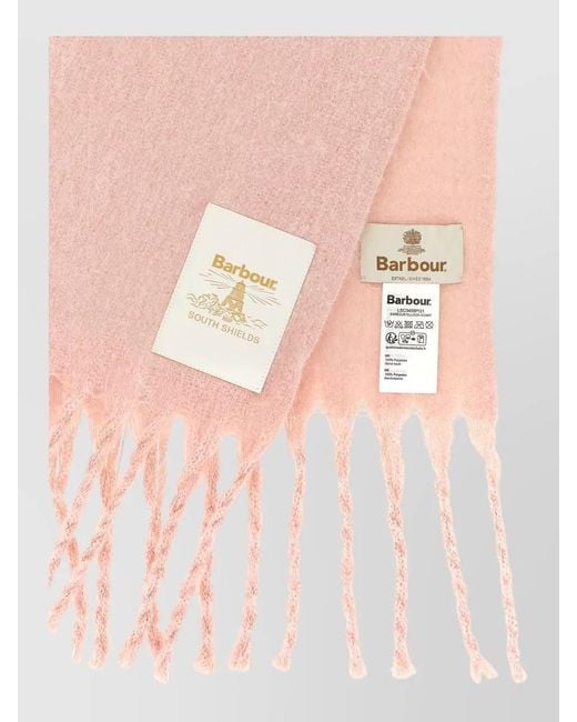 Barbour Pink Ellison Scarf Fringe Detail Lightweight Soft