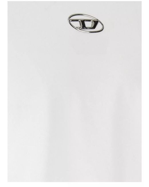 DIESEL White Organic Cotton Ribbed Crew Neck Short Sleeve T-Shirt for men