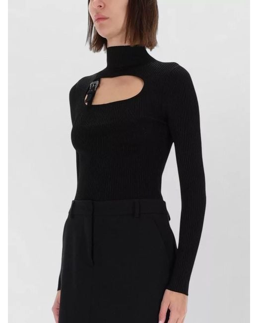 Versace Jeans Couture Black Knit Top Buckle Detail Cut Out