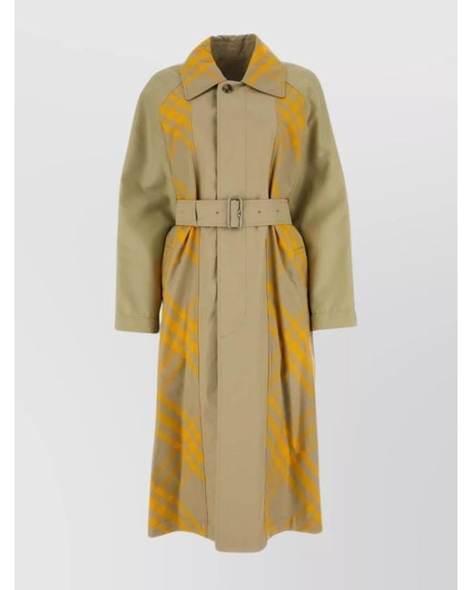 Burberry Yellow Reversible Checked Cotton Trench Coat