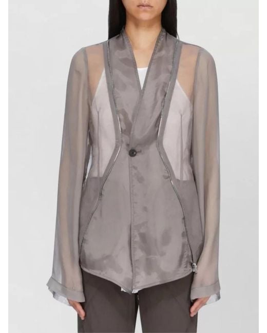 Rick Owens Gray Stag Jkt Tailored Blazer Silk Blend