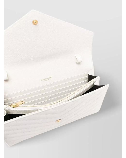 Saint Laurent Natural Cassandre Leather Clutch Bag