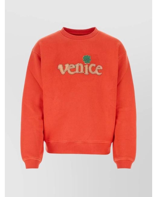 ERL Red Cotton Crew-Neck Sweatshirt for men