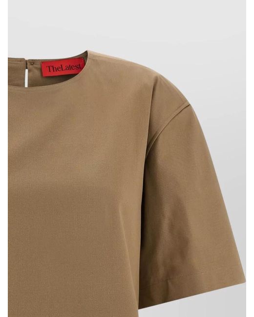 Thelatest Natural Dean Round Neck Short Sleeve Top