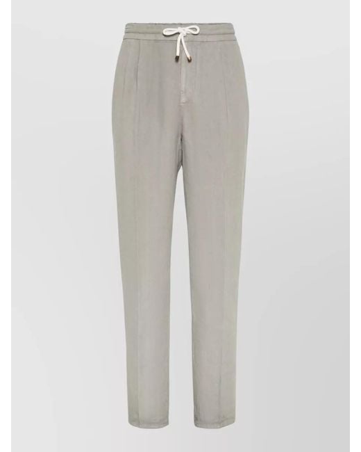 Brunello Cucinelli Blue Linen Tapered Drawstring Track Pants for men
