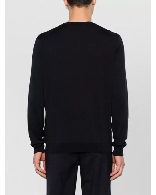 Zanone Black Crew Neck Knit Sweater Long Sleeves for men