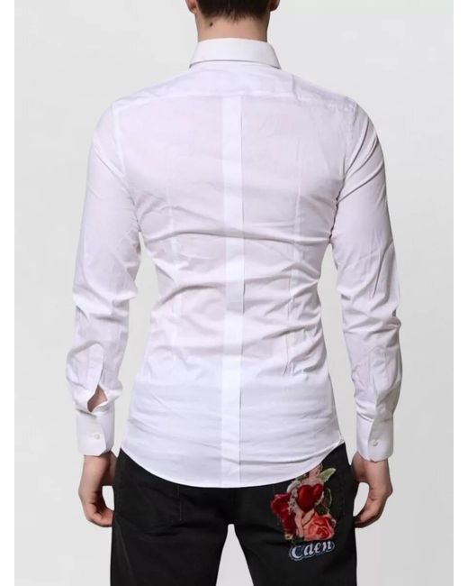 Dolce & Gabbana White Slim-Fit Long-Sleeve Dress Shirt for men