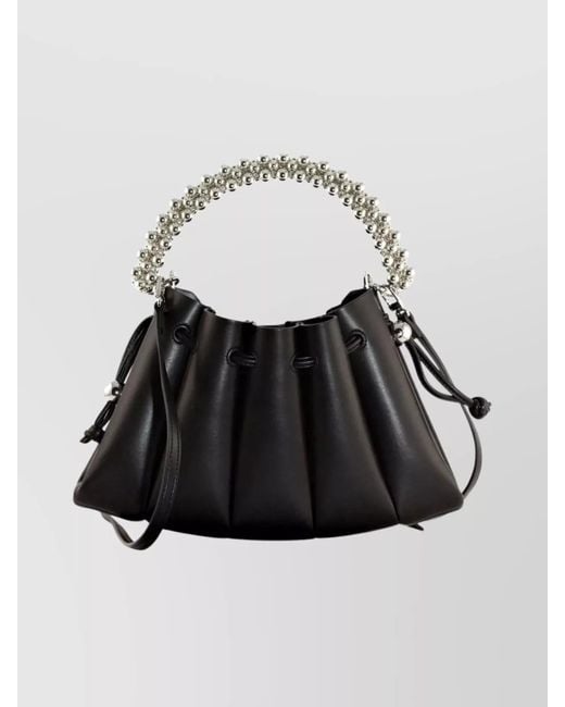 THEMOIRÈ Black Beaded Shoulder Bag Adjustable Strap