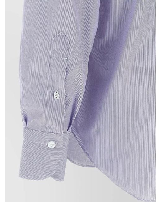Finamore 1925 Purple Napoli Long Sleeve Button Collar Shirt for men