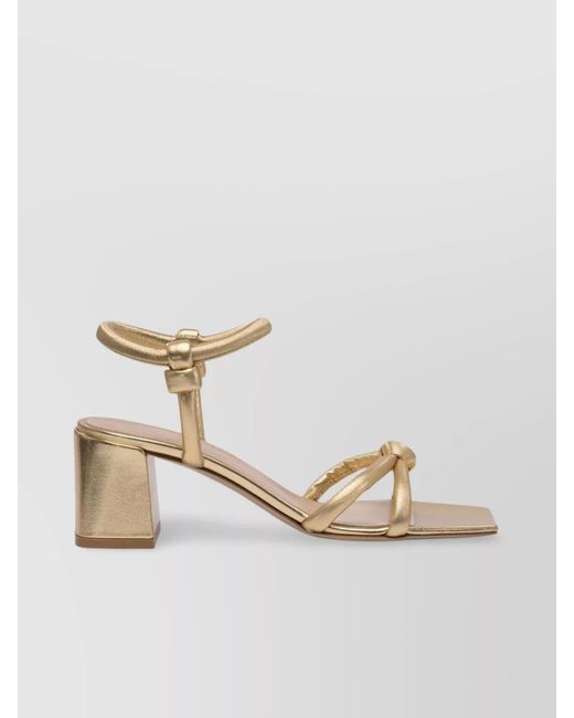 Gianvito Rossi Natural Metallic Block Heel Sandals With Knotted Detail