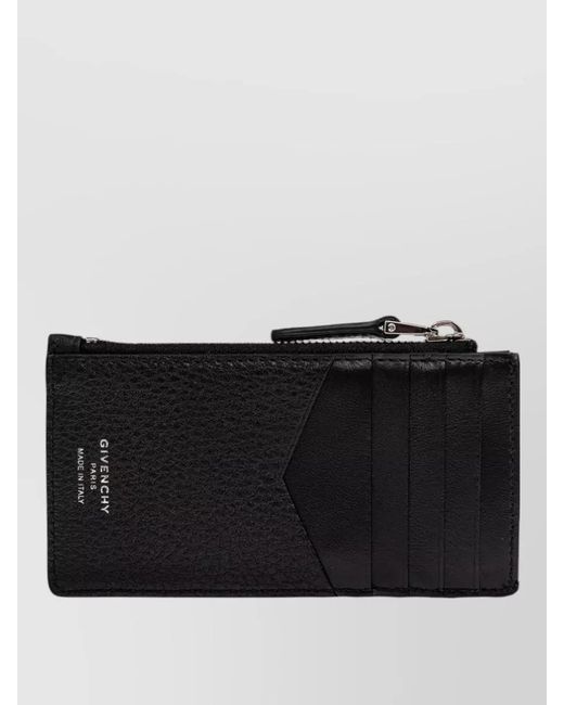 Givenchy Black Leather Zipped Card Holder for men