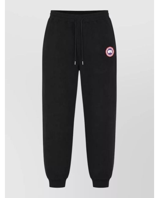 Canada Goose Black Cotton Logo Patch Track Pants for men