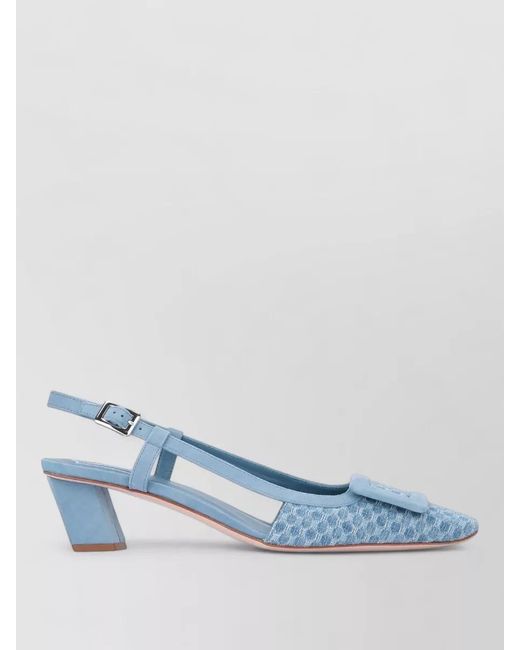 Roger Vivier Blue Slingback Pumps Pointed Toe Block Heel