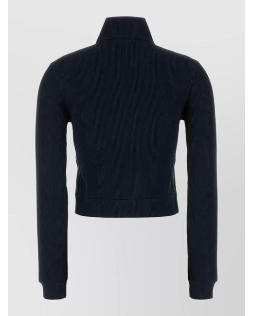 Gucci Blue Jersey Sweatshirt High Collar Long Sleeves Ribbed