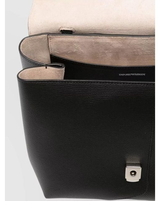 Emporio Armani Black Medium Leather Shoulder Bag Top Handle Strap