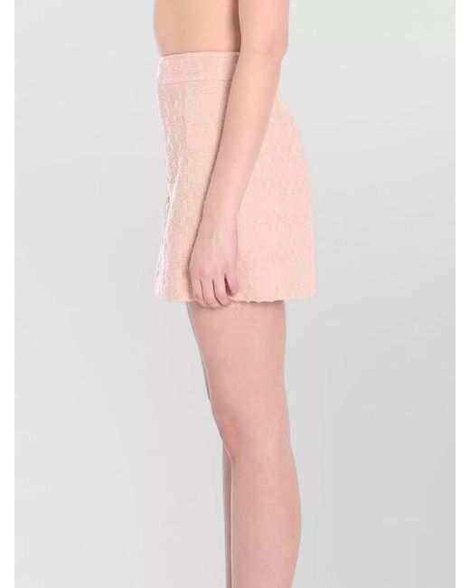 Céline Pink High Waist Mini Skirt Textured Fabric