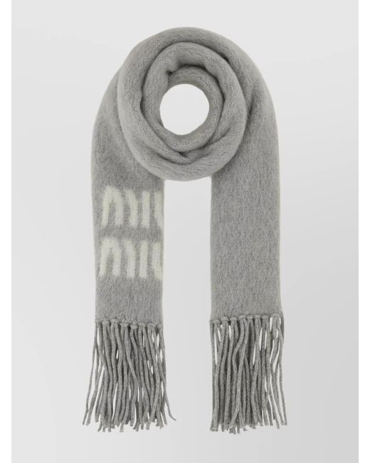 Miu Miu Gray Mohair Blend Scarf