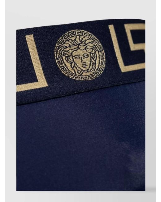Versace Blue Logo-Waistband Swimming Trunks for men